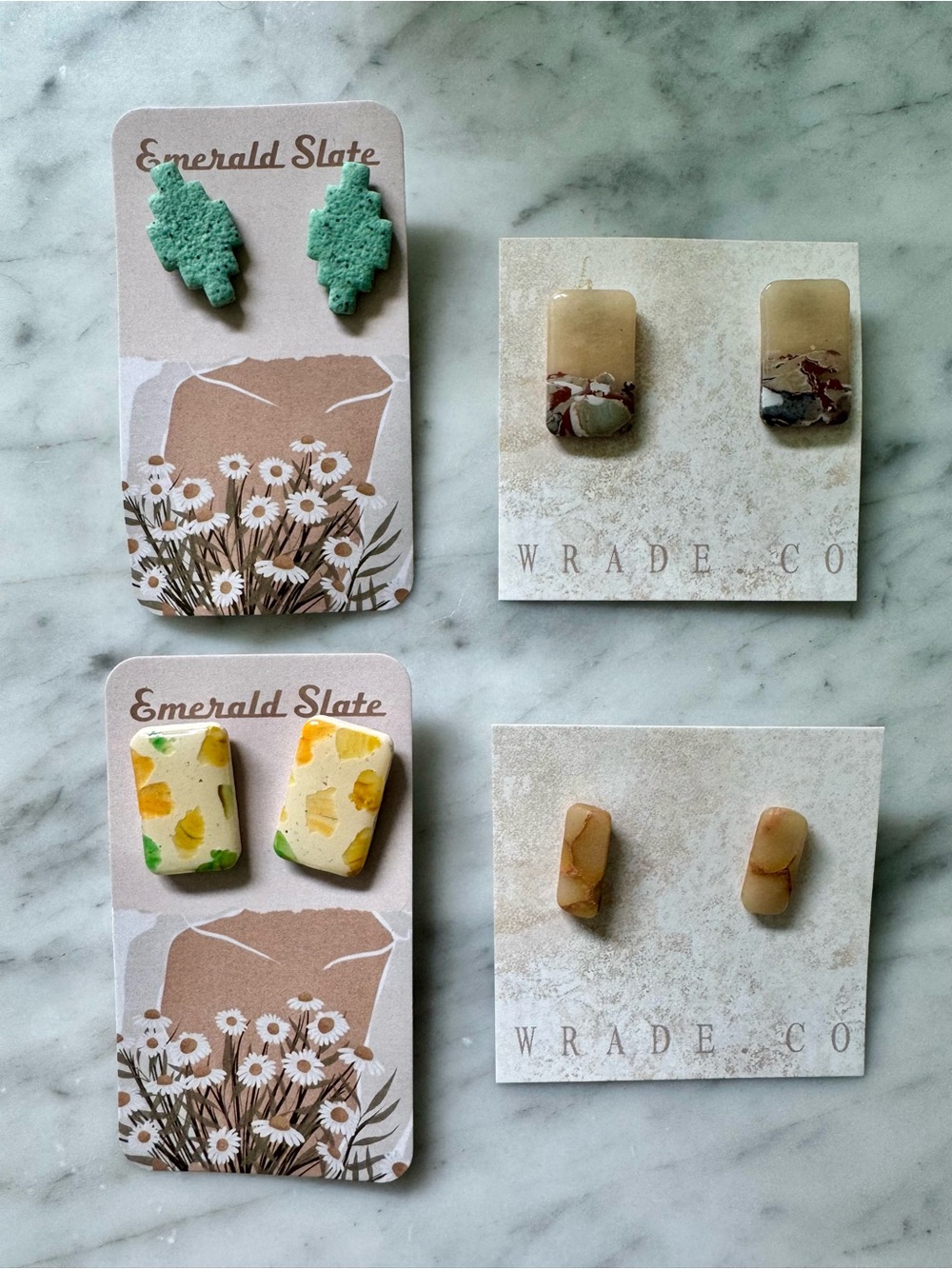 New Never Worn 4 Pairs of Lightweight Clay Earrings Studs